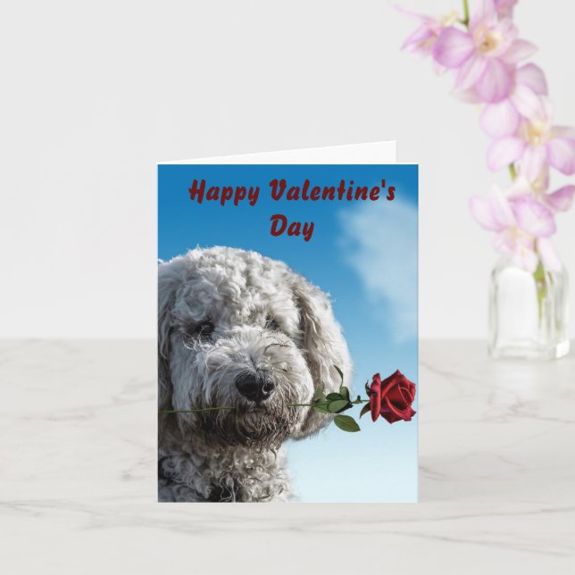 Cute Puppy Happy Valentine's Day Card (Orchid)