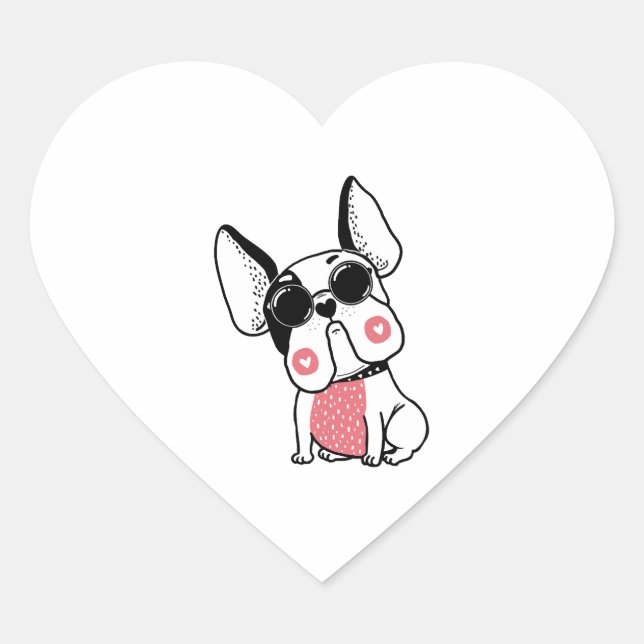 cute puppy heart sticker (Front)