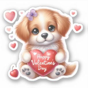 Cute Puppy Hearts Happy Valentine's Day
