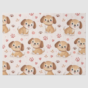 Cute Puppy Hearts Watercolor Pattern (1) Tissue Paper