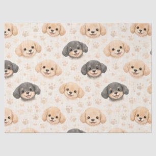 Cute Puppy Hearts Watercolor Pattern (3) Tissue Paper