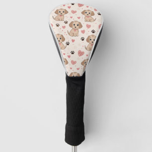 Cute Puppy Hearts Watercolor Pattern (4) Golf Head Cover