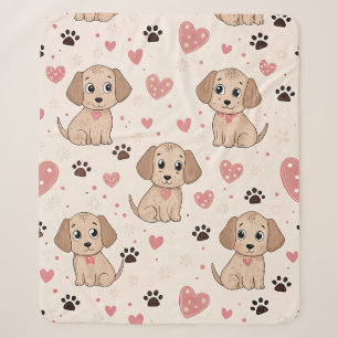 Cute Puppy Hearts Watercolor Pattern (4) Sherpa Blanket