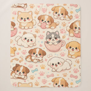 Cute Puppy Hearts Watercolor Pattern (5) Sherpa Blanket