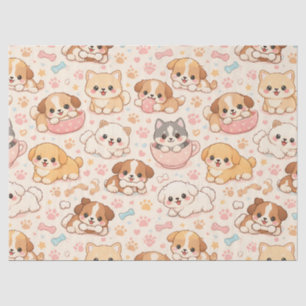 Cute Puppy Hearts Watercolor Pattern (5) Tissue Paper