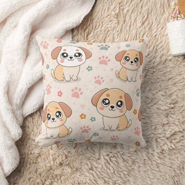 Cute Puppy Hearts Watercolor Pattern (6) Cushion (Blanket)