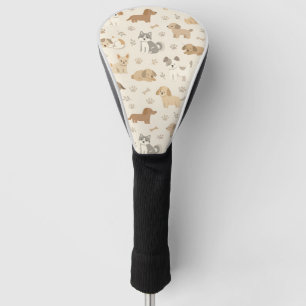 Cute Puppy Hearts Watercolor Pattern (7) Golf Head Cover