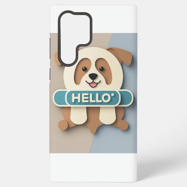  Cute Puppy “Hello” Mobile Case (Back)