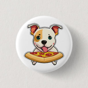 Cute Puppy Holding a Slice of Pizza 3 Cm Round Badge