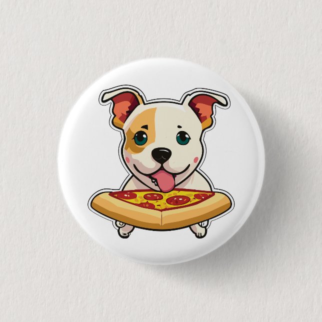 Cute Puppy Holding a Slice of Pizza 3 Cm Round Badge (Front)