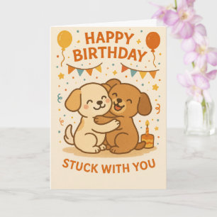 Cute Puppy Hug Birthday Card – Adorable Dog Friend