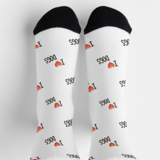 Cute Puppy I Love Dogs Pattern Crew Socks