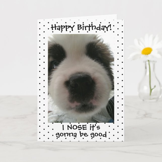 Cute Puppy I Nose its Your Birthday Polka Dot Card (Small Plant)