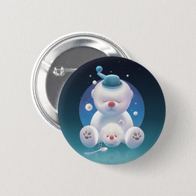 Cute Puppy Ice Shaver 6 Cm Round Badge (Front & Back)