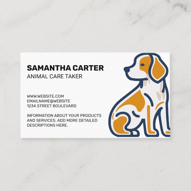 Cute Puppy Illustration | Animal Care Business Card (Front)