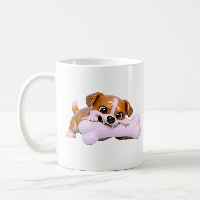 Cute Puppy Illustration Coffee Mug (Left)