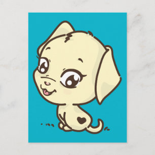 Cute Puppy Illustration Postcard