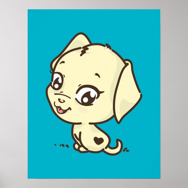 Cute Puppy Illustration Poster (Front)