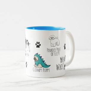 Cute Puppy Illustrations and Poem Two-Tone Coffee Mug
