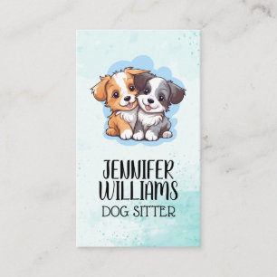 Cute Puppy Illustrations   Animal Services Business Card