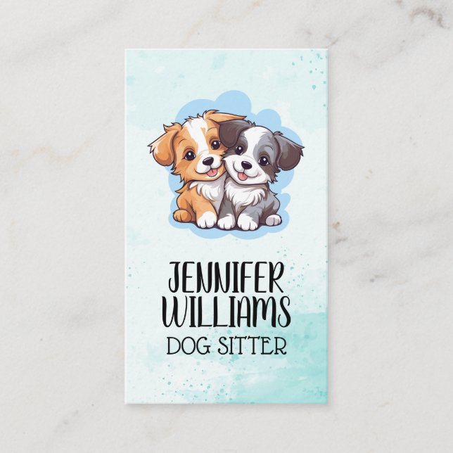 Cute Puppy Illustrations | Animal Services Business Card (Front)