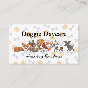 Cute Puppy Illustrations Doggie Daycare Business Card