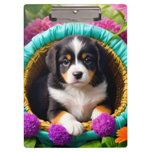 Cute Puppy in a Basket Clipboard
