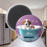 Cute puppy in a bathtub with soap bubbles magnet<br><div class="desc">Super cute puppy in a bathtub with lots of soap bubbles - fun and cute motif for children! Sweet magnet,  cute gift and more - designed with AI. Customisable!</div>