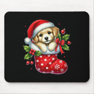 Cute Puppy In Christmas Stockings For Animals Love Mouse Mat