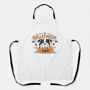 Cute Puppy in Pumpkin – Halloween Dog Illustration Apron