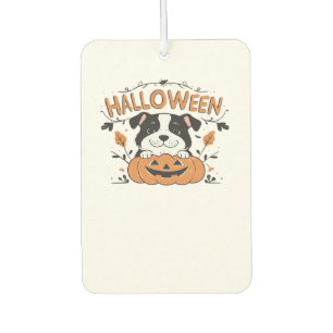 Cute Puppy in Pumpkin � Halloween Dog Illustration Car Air Freshener