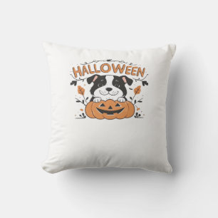 Cute Puppy in Pumpkin � Halloween Dog Illustration Cushion