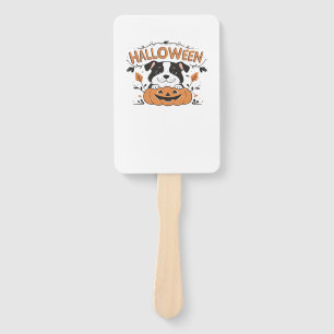 Cute Puppy in Pumpkin � Halloween Dog Illustration Hand Fan