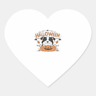 Cute Puppy in Pumpkin � Halloween Dog Illustration Heart Sticker