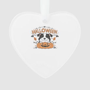 Cute Puppy in Pumpkin � Halloween Dog Illustration Ornament