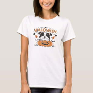 Cute Puppy in Pumpkin � Halloween Dog Illustration T-Shirt