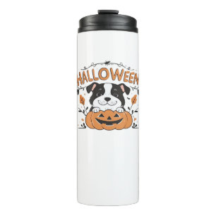 Cute Puppy in Pumpkin � Halloween Dog Illustration Thermal Tumbler