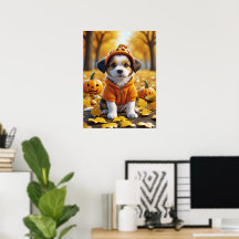 Cute Puppy in Pumpkin Halloween Dog Lovers