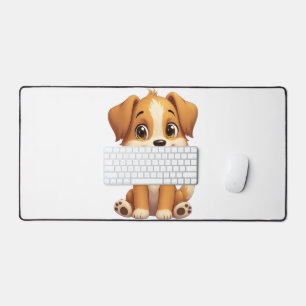 cute puppy It's a long pad. Desk Mat
