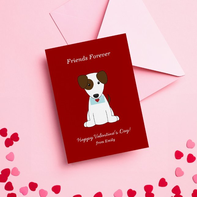 Cute Puppy Kids Classroom Valentines Note Card (Creator Uploaded)