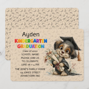 Cute Puppy Kindergarten Graduation Invitation