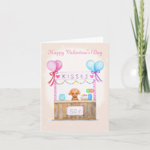 Cute Puppy Kisses Booth Custom Text Valentines  Card