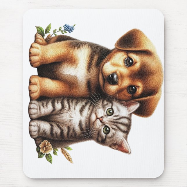 Cute puppy/kitten  mouse mat (Front)