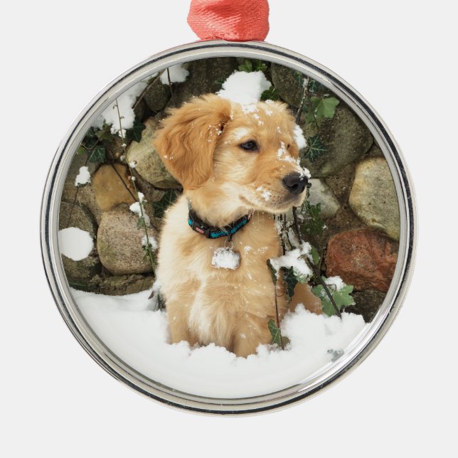 Cute Puppy lab retriever  Metal Tree Decoration (Front)