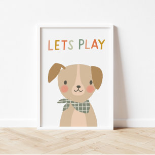 Cute Puppy Lets Play Kids Poster