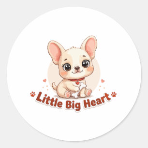 Cute Puppy Little Big Heart Classic Round Sticker