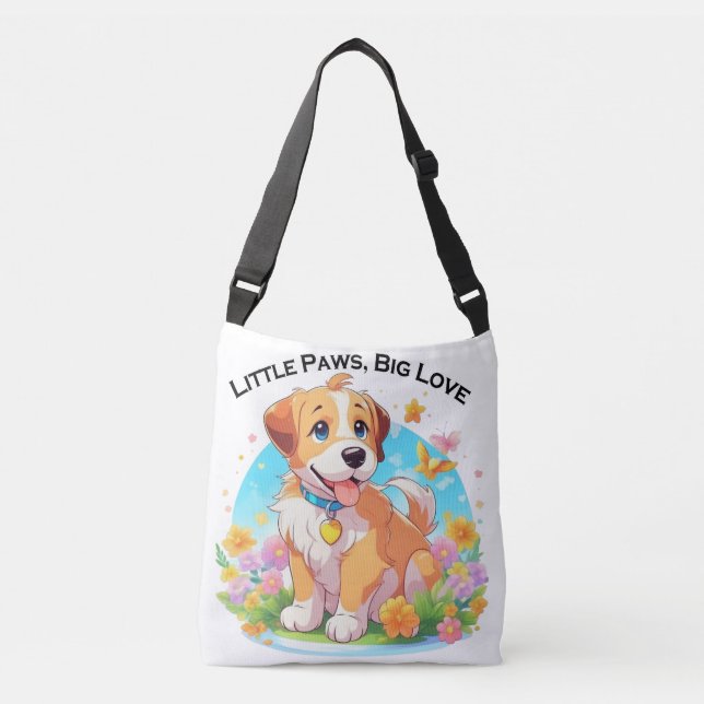 Cute Puppy Little Paws Big Love Crossbody Bag (Front)