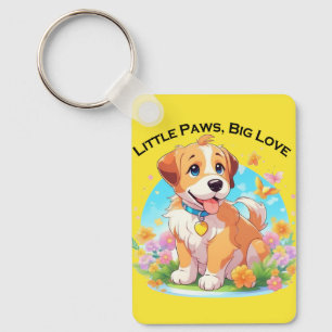 Cute Puppy Little Paws Big Love Key Ring