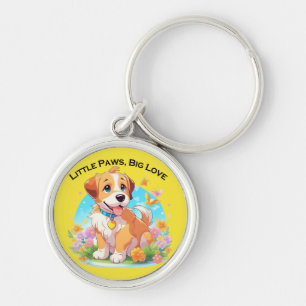 Cute Puppy Little Paws Big Love Key Ring