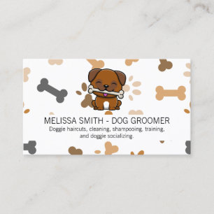 Cute Puppy Logo Dog Bone and Paw Business Card